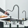 304 Stainless Steel Kitchen Waterfall Large Single Sink Dish Basin Sink With Multifunction Faucet And Pure FaucetCup Disher 3