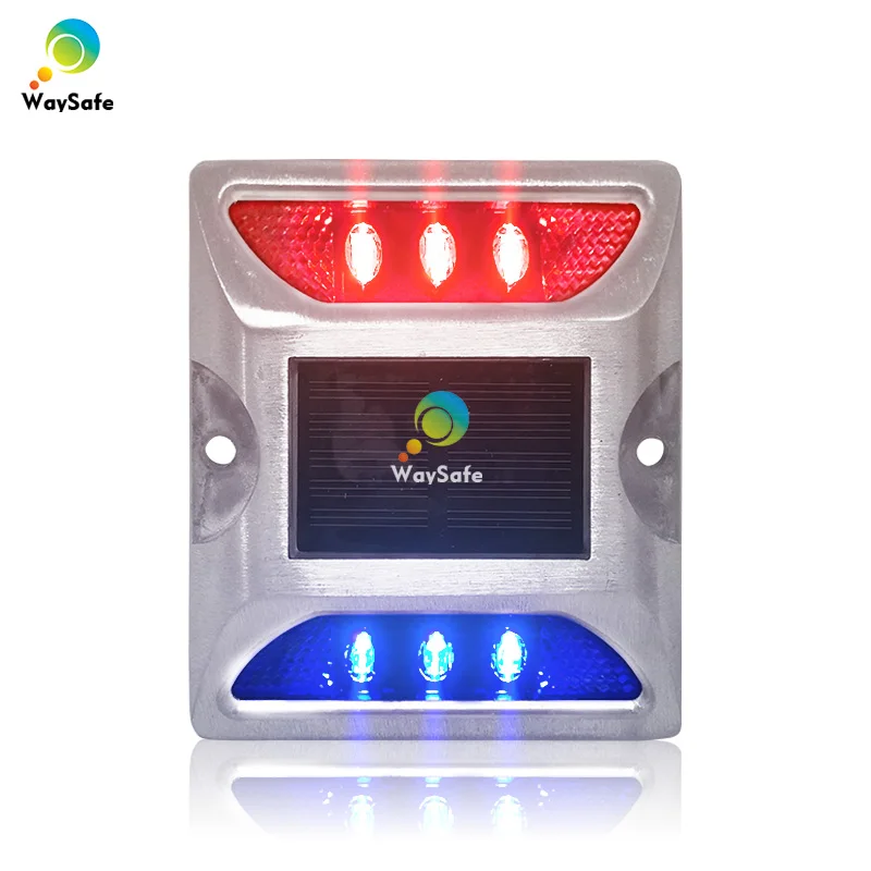 Dual Color Aluminum Solar Powered Road Marker Stud Road Reflector Deck Dock Ligh Solar Stud