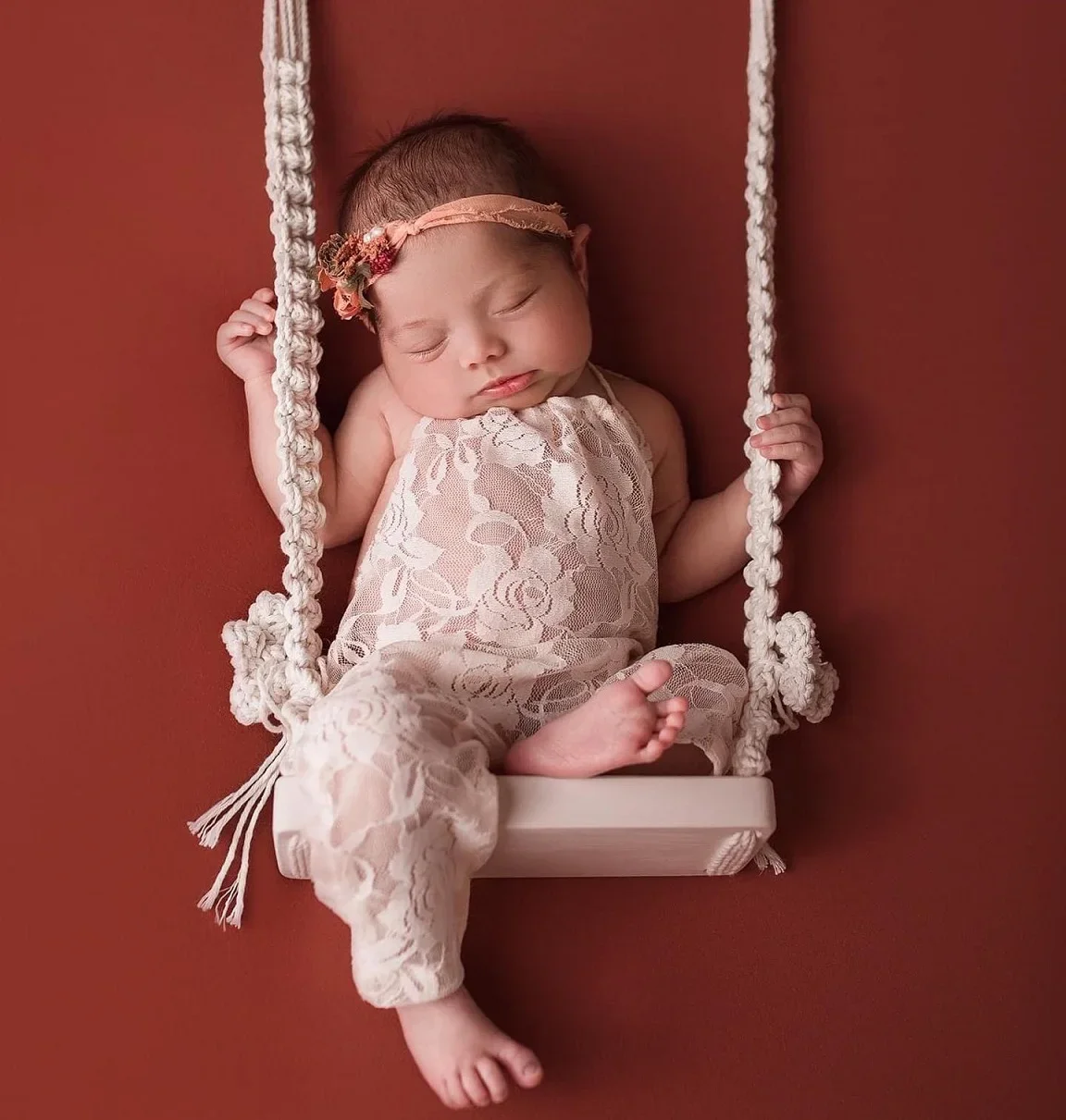 Baby Swing  New Born Photography Props Wooden Chair  Babies Posing  Aid Furniture Infants Photo Shooting  Accessories images - 6