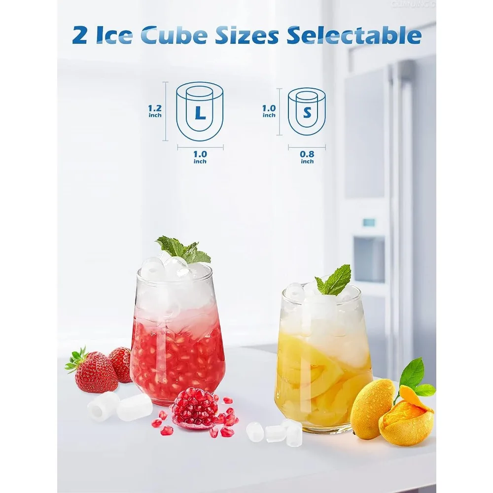 33 pound self-cleaning ice maker countertop, prepare 10 cubes and 2 sizes of ice bullet maker in 9-7 minutes