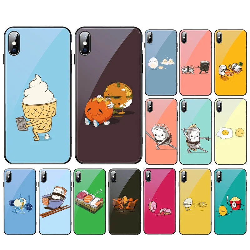 

Cartoon Food Sushi Egg Glass phone case For Samsung Galaxy S23 S22 S21 S20 Ultra S20 S22 S21 S20FE A52 A33 A13 A32