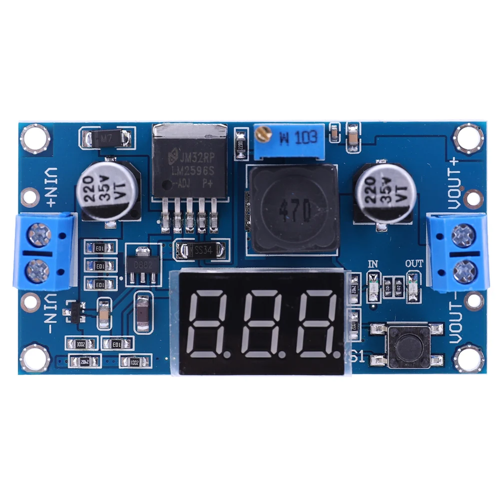 LM2596 가변 전압 조정기 디스플레이 입력이 있는 DC-DC 스텝다운 모듈 25V-40V 출력 1.25V-37V 벅 컨버터 고효율