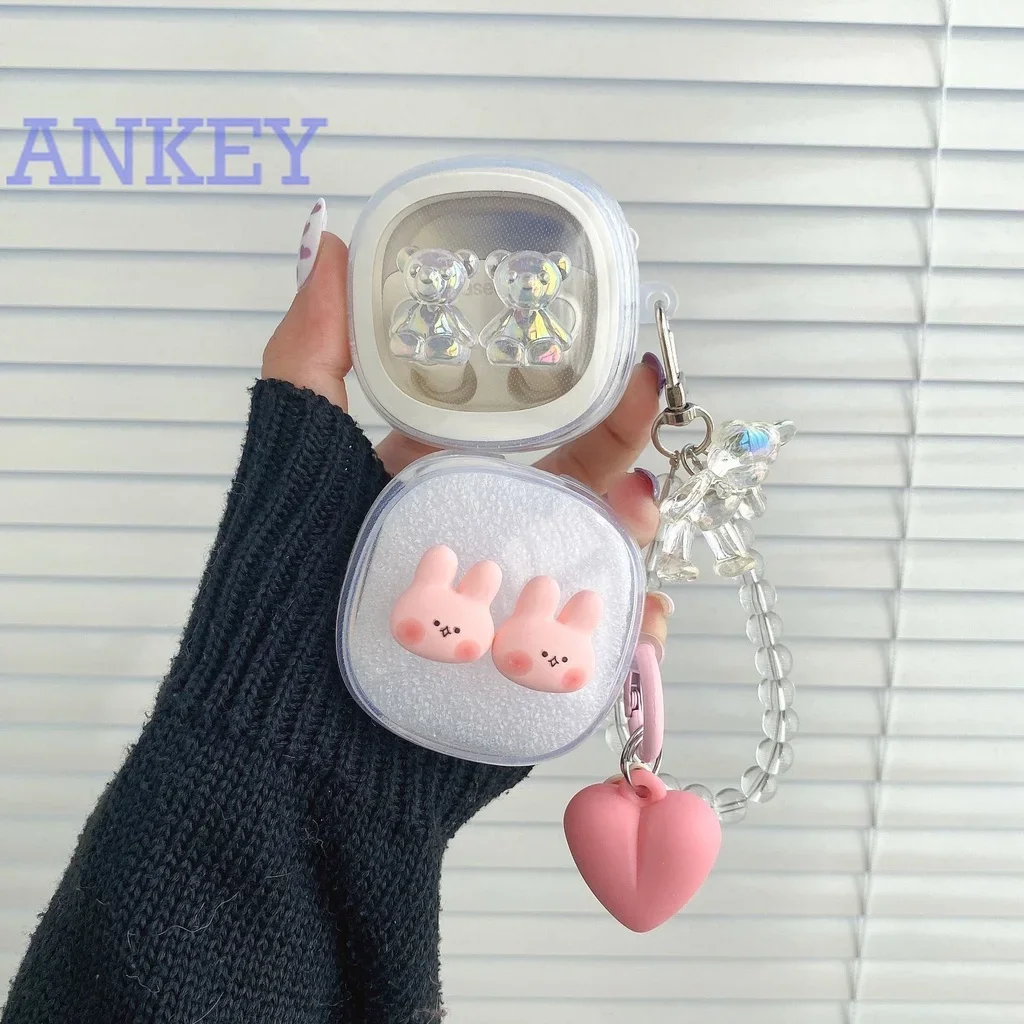 Для Baseus WM02 + WM02 WM01 Plus чехол гарнитура симпатичный мультяшный Bluetooth защитный чехол Кролик прозрачный чехол