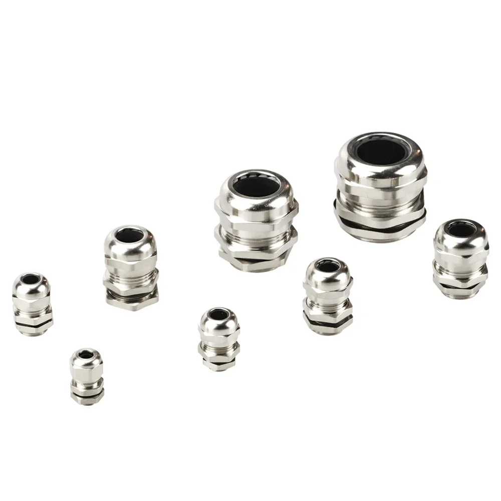 Waterproof Cable Gland Connector IP68 Nickel Plated Brass Metric Cable M8 M10 M12 M14 M16 M18-M36 Fit 18-25mm For 4-8mm 1piece