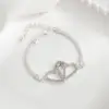 Bracelets de Couple en forme de cœur d'amour pour femmes et hommes, couleur argent, Double couche, chaîne assortie, bijoux cadeau pour amoureux, 1 pièces