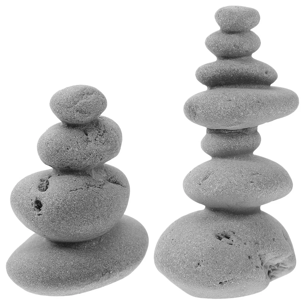 

2 Pcs Garden Micro Landscape Flowerpot Stone Decor Landscaping Ornaments Rock Props Statues