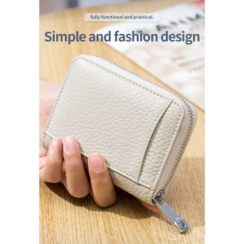 Vintage RFID Blocking Zipper Wallet Business Gift Change Pocket Credit Card for