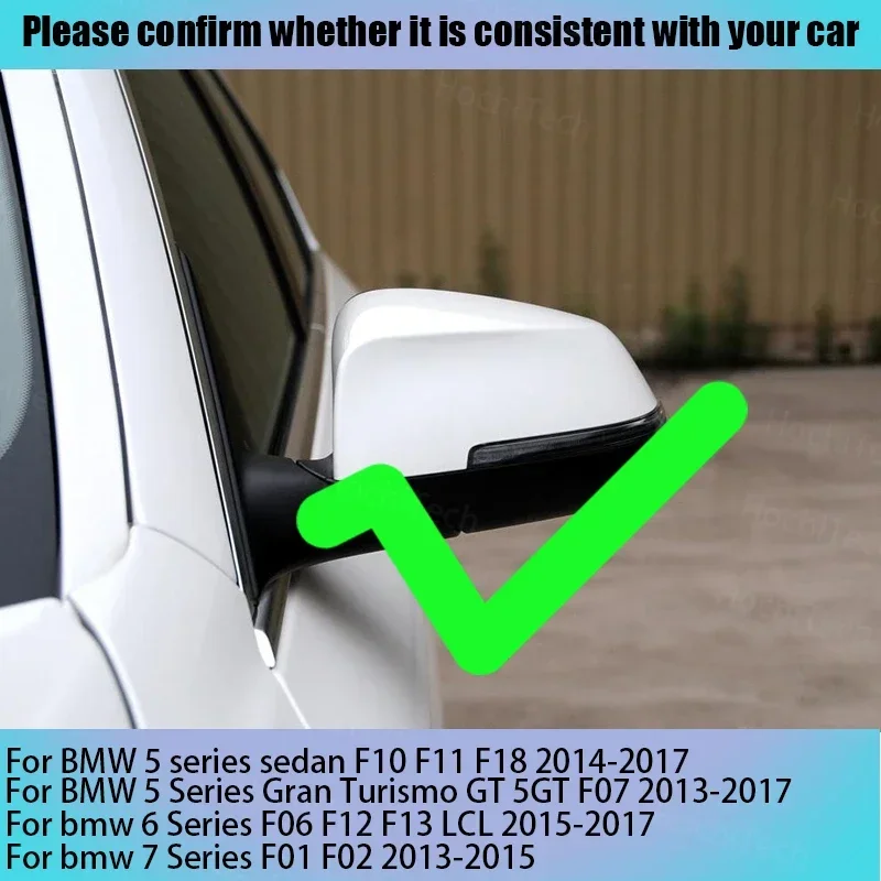 2x Carbon Fiber Look Black car Rearview Side Mirror cover Caps for BMW 5 6 7 Series F10 F11 F18 F07 F12 F13 F06 F01 F02 LCI