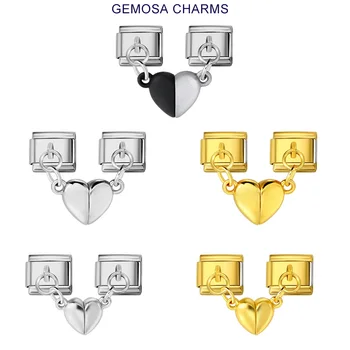 GEMOSA Magnetic Attraction Removable Fashion Heart Italian Charm Link Fit 9mm Stainless Steel Bracelet DIY Making Jewelry 1