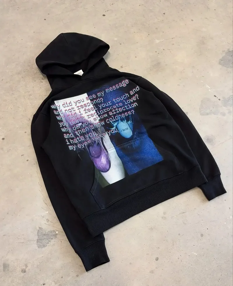 Y2k Streetwear Gothic Cartoon Letter Oversized Hoodie Men's Fashion Harajuku Loose and Versatile Long Sleeve Hoodie 5