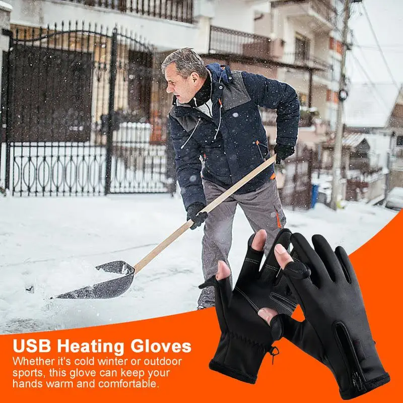 USB Heated Electric Gloves Full Finger Workout Gloves Winter Touchscreen Gloves Winter Windproof Waterproof Warm Gloves 6
