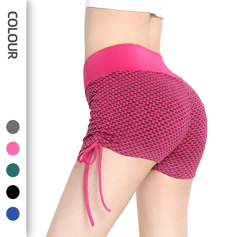 High Waist Drawstring Shorts Women Scrunch Butt Yoga Shorts Push Up Gym