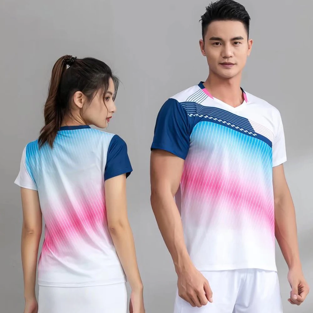 Quick Drying Table Tennis Clothes For Men Women Short Sleeve Badminton T-shirt Print Tennis Ping Pong Uniform Tops Sportwear