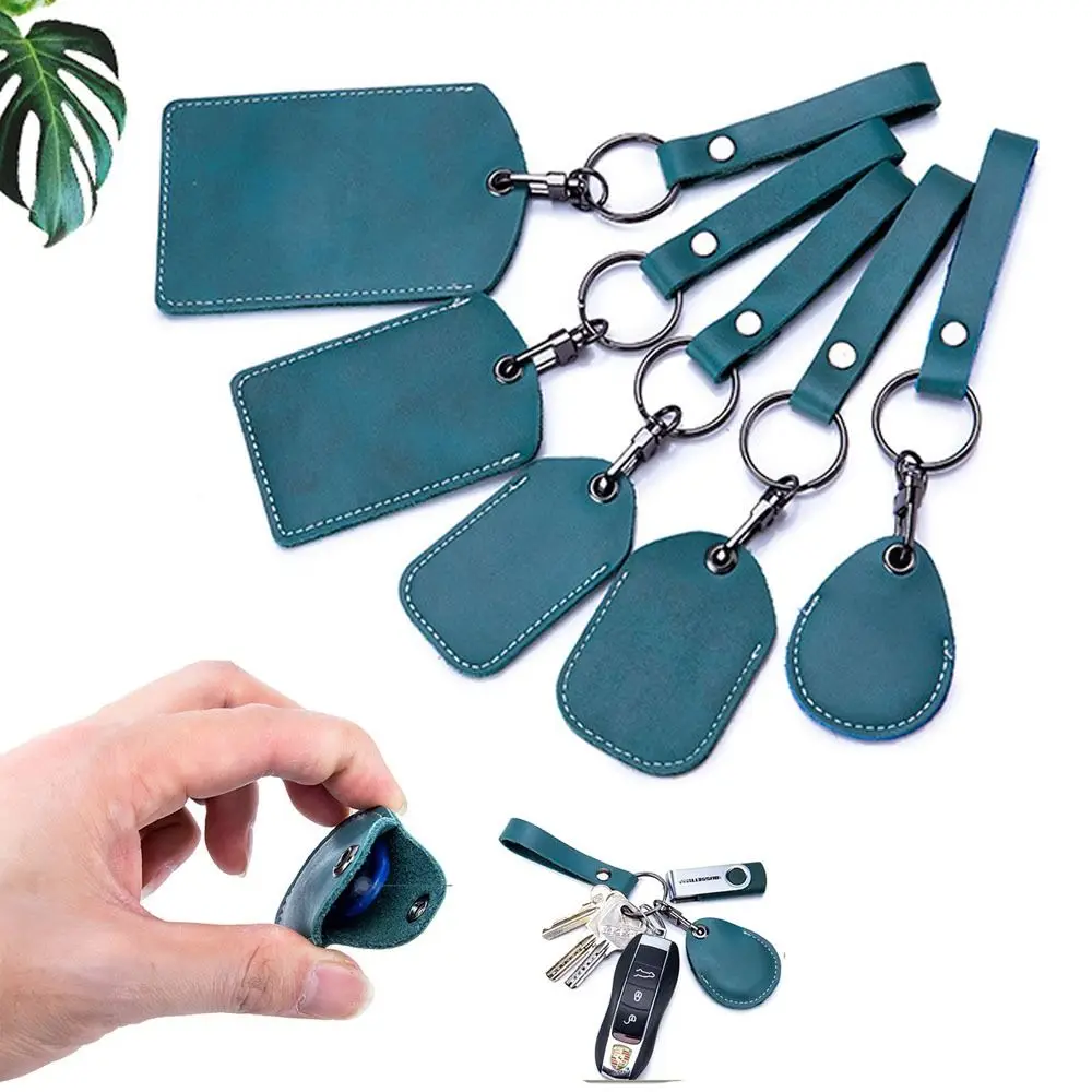 LeatherIDCardCaseKeychainAccessCardBagKeyTagRingCowCard