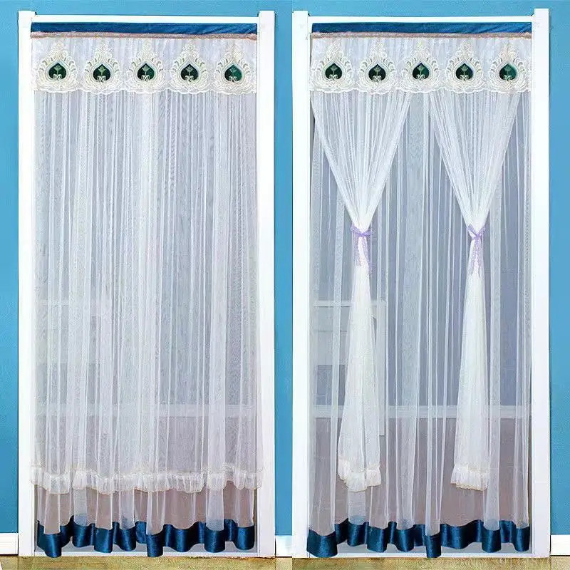 Home summer anti-mosquito curtain free punch lace partition curtain anti-fly and insect-proof kitchen bedroom decor door curtain