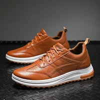 New Men's Leather Casual Shoes Breathable Sports Thick Soled British Style Formal Slip-on Shoe Туфли мужские 1