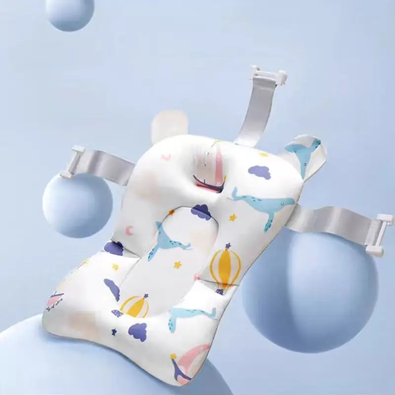 Foldable Baby Shower Suspension Bath Pad Baby Support Seat Pad, Adjustable Bathtub Shower Anti Slip Mesh Bag Pad
