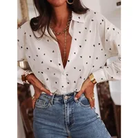 Plus Size 1XL-5XL Women's Fashion Spring Autumn Polka Dot Shirt Blouse Ladies Simple Basic Lapel Long-sleeved Shirt for Women - Image 4
