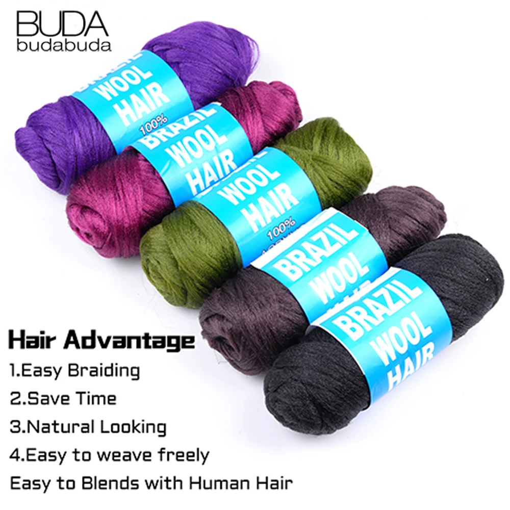 Brazilian Wool Hair Extension For Women Kids African Yaki Synthetic Senegalese Twist Faux Locs Wraps Jumbo Crochet Braiding Hair 4