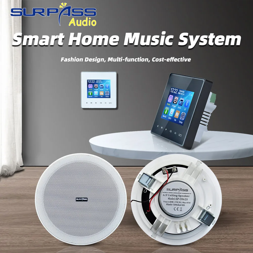 Smart Home Bluetooth Wall Amplifier Key Touch Music Panel Soffitto Audio Speaker Stereo Sound Music System Kit Per Il Bagno Dell'Hotel