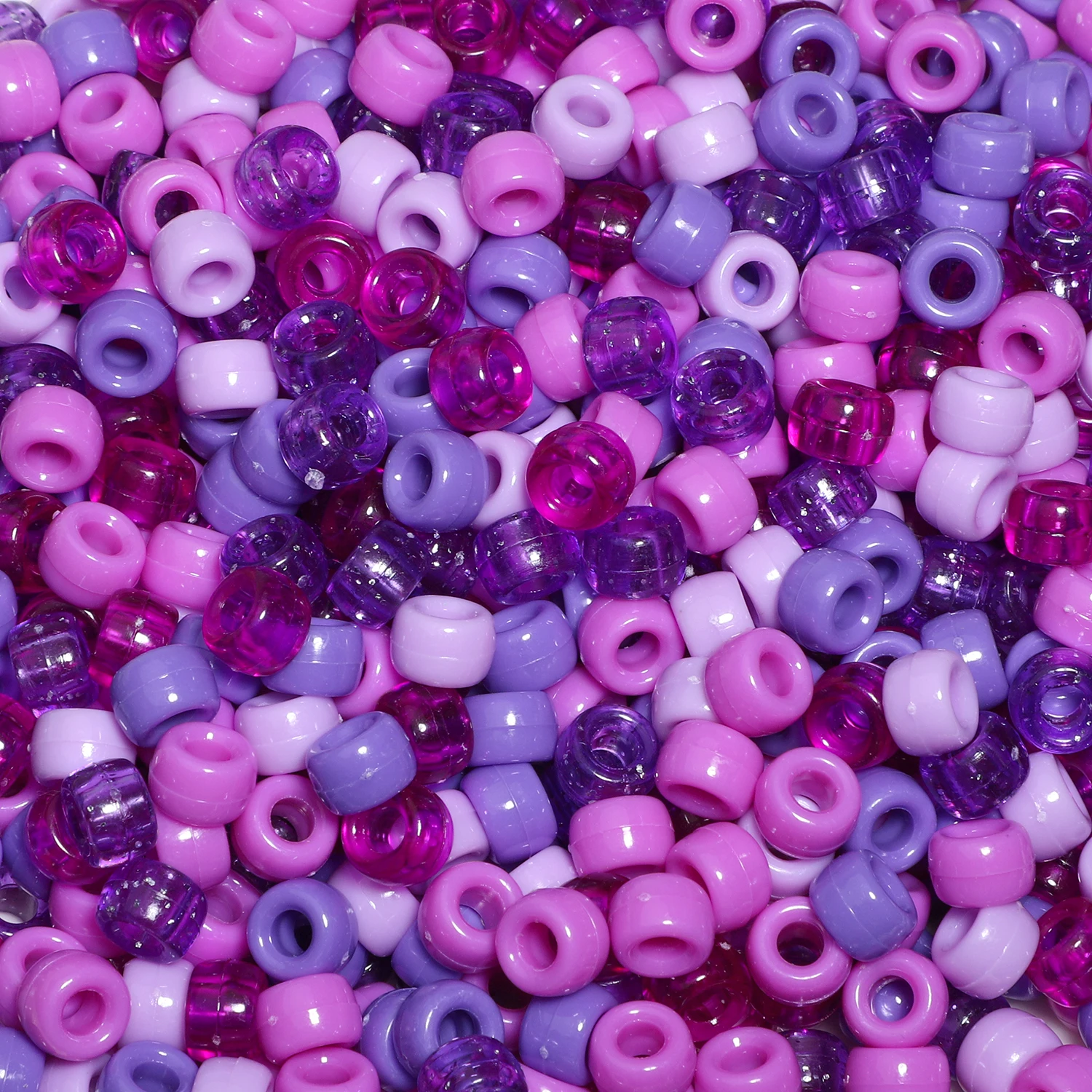 1000 Perline Pony In Plastica 9 Mm – Colore Viola E Assortiti, Foro 4 Mm – Per Creare Collane, Bracciali, Portachiavi E Trecce Per Capelli