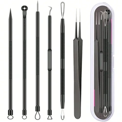 Premium 6 - Piece Stainless Steel Acne Extraction and Facial Care Set (6PC - Black)