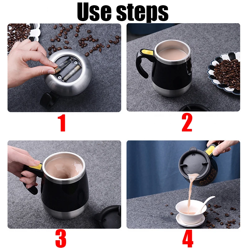 450ml Electric Self Stirring Magnetic Stainless Steel Coffee Mug Coffee Milk Mixing Cup Blender Lazy Smart Mixer Thermal Cup