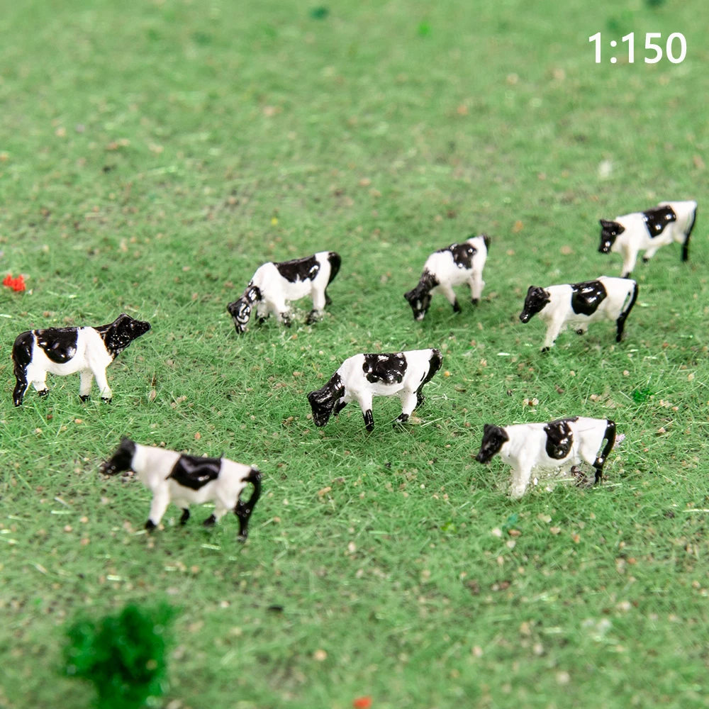 HO/N Scale Model Miniature Horses Cows Farm Animals 1:87 1:150 ABS Plastic Toys For Prairie Scene Layout Diorama Kits 10Pcs 3