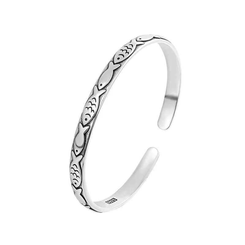 Hot Sell Elegant Fish Design Thai Silver Female Bangle Original Jewelry For Women Birthday Gifts No Fade 6