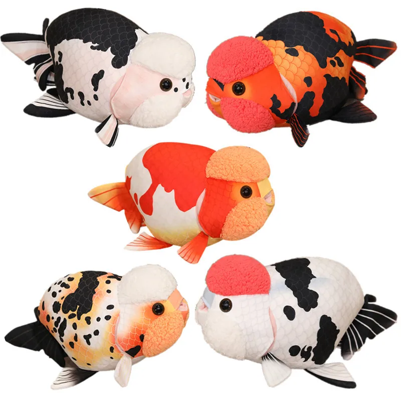 50cm Lifelike Fish Plush Stuffed Toy Goldfish Big Head Soft Pillow for Zoo Park Souvenir Lovely Lan Shou Animal Plushie