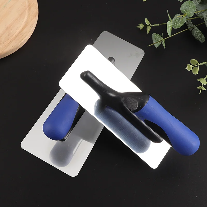 Concrete Finishing Float Trowel 1pc 20*8cm Stainless Steel Blue Plastic Handle For Construction Cleaning Tool plastering trowel