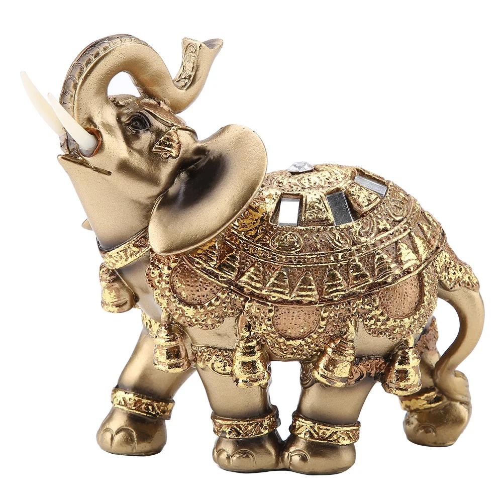 Antique Lucky Feng Shui Wood Grain Elephant Statue Decoration