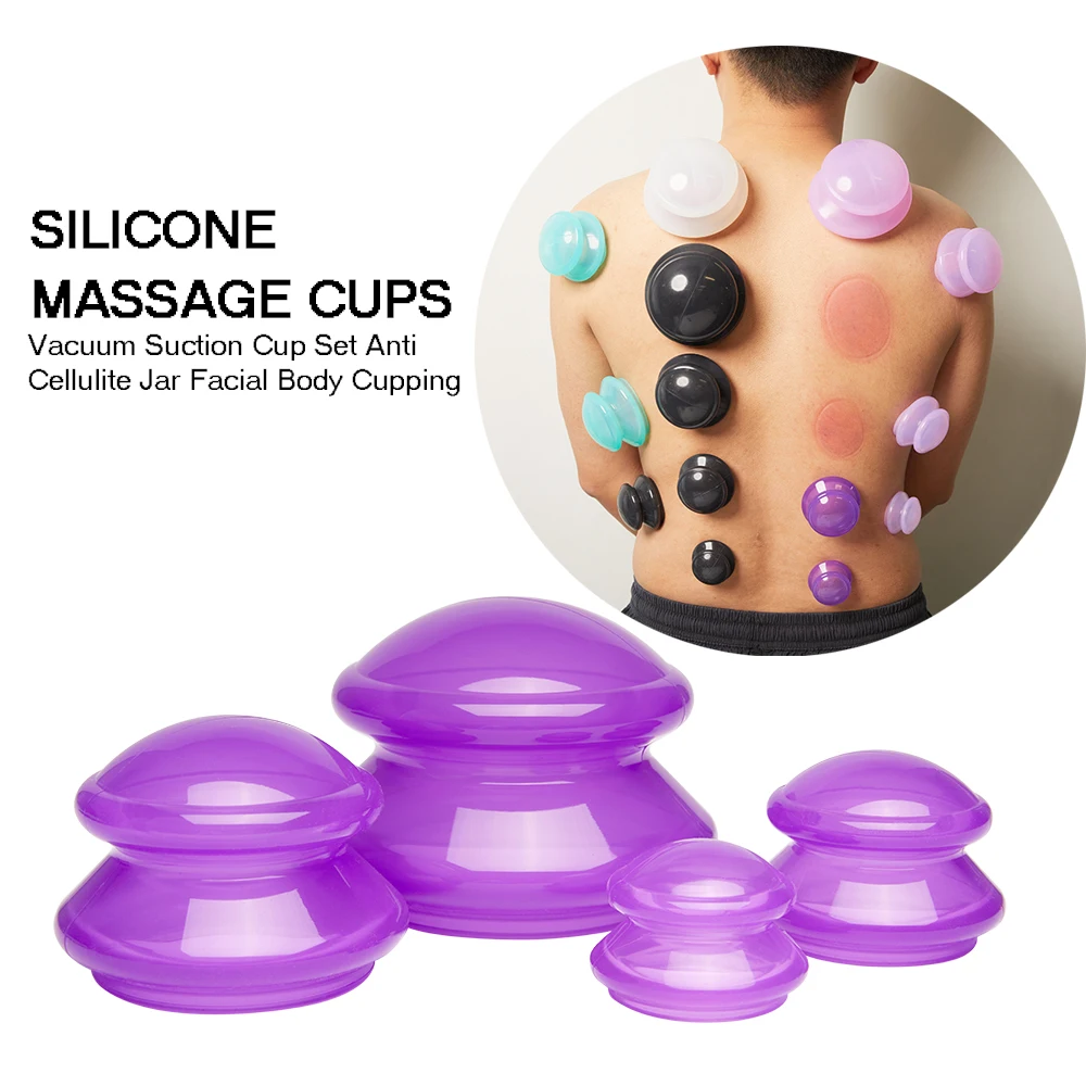 4pcs Silicone Massage Cups Masajeador Vacuum Suction Cup Anti Cellulite