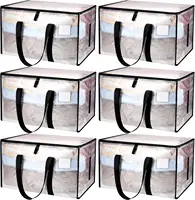 Large Clothes Storage Bags with Lids Clear Moving Bags Heavy Duty Moving Totes Packing Bags with Zips for Moving Clothes 2