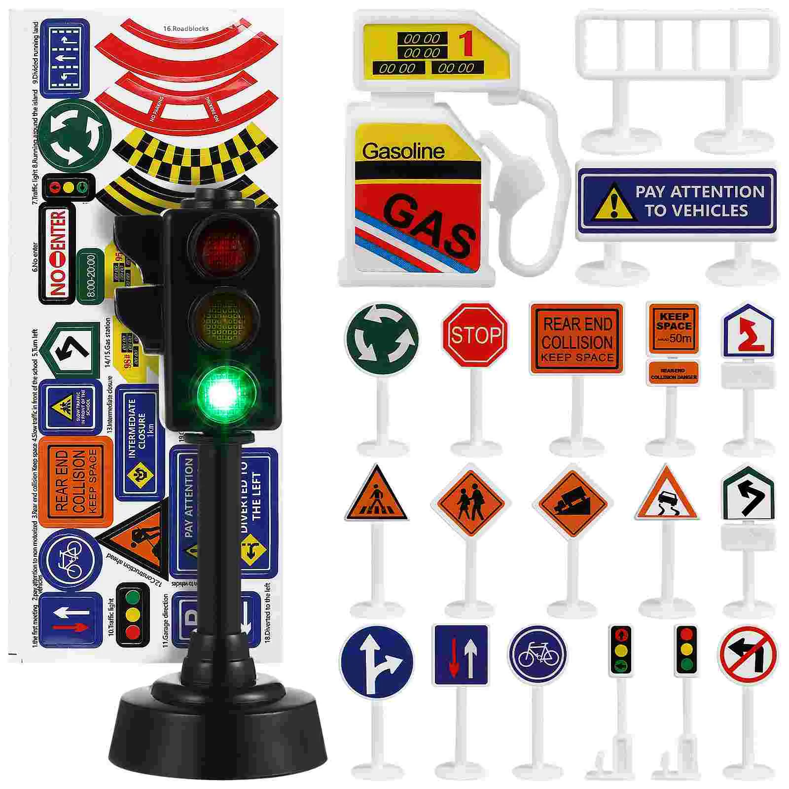 

Mini Traffic Signs Model Street Road Signal Toys Traffic Light Kids Safety Educational Toys Children Collection Gifts