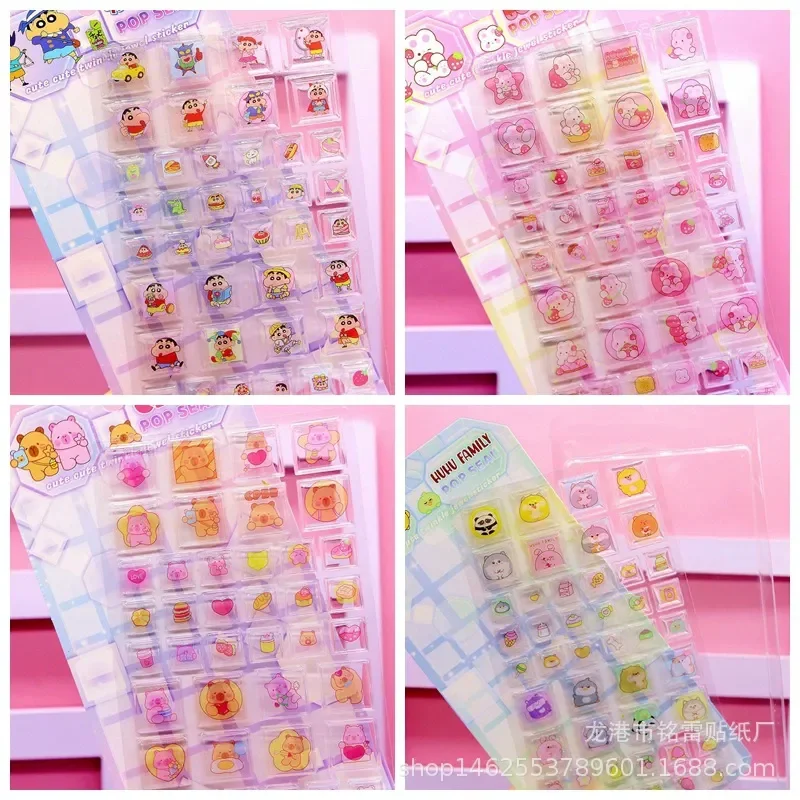 40pcs 일본어 크레용 신 스퀘어 솔리드 3d 릴리프 스티커 버튼 스티커 Diy 휴대 전화 케이스 장식 핸드북 스티커 선물
