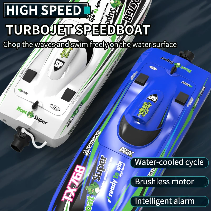 Bateau RC Vortex Jet TX768 - Grande Vitesse 2.4GHz, Blanc ou Bleu