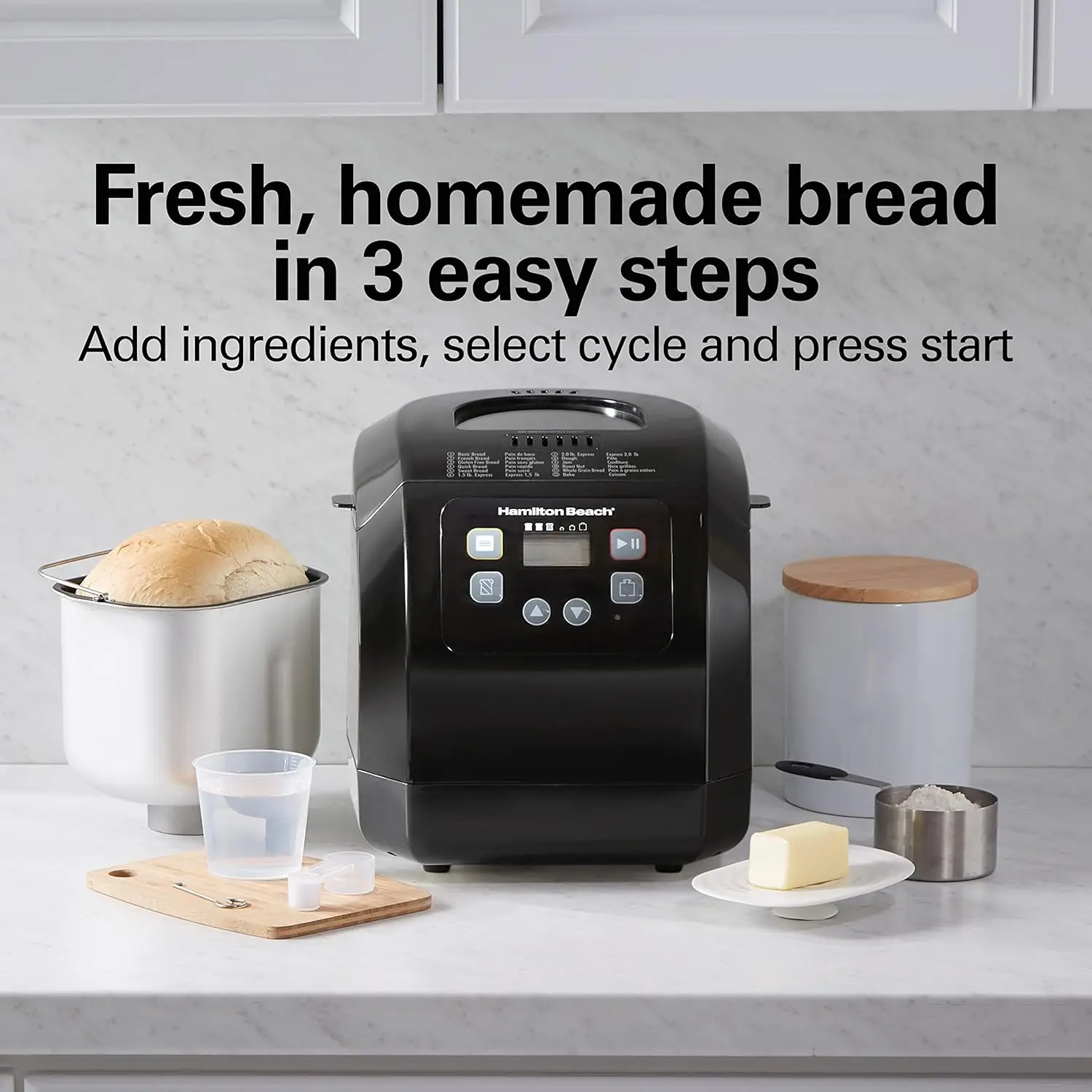 Beach Bread Maker Machine, Digital, Programmable, 12 Settings + Gluten Free, Dishwasher Safe Pan + Kneading Paddle, 2 l