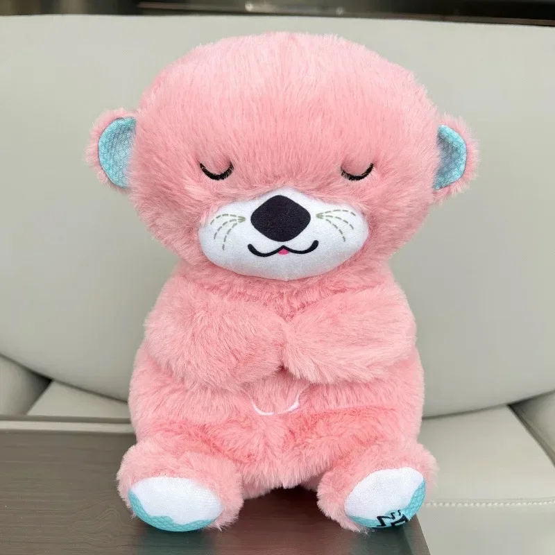 Baby Plush Doll Breathing Bear Newborn Soothing Sleep Playmate Otter Toy Kids Music Sleeping Companion Sound Light Doll Toy Gift 6