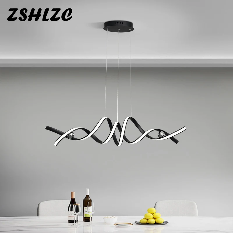 

Современный светодиодный подвесной светильник, Φ 100 см, черный и золотой комнатный подвесной светильник для гостиной, столовой, кухни, подвесной светильник