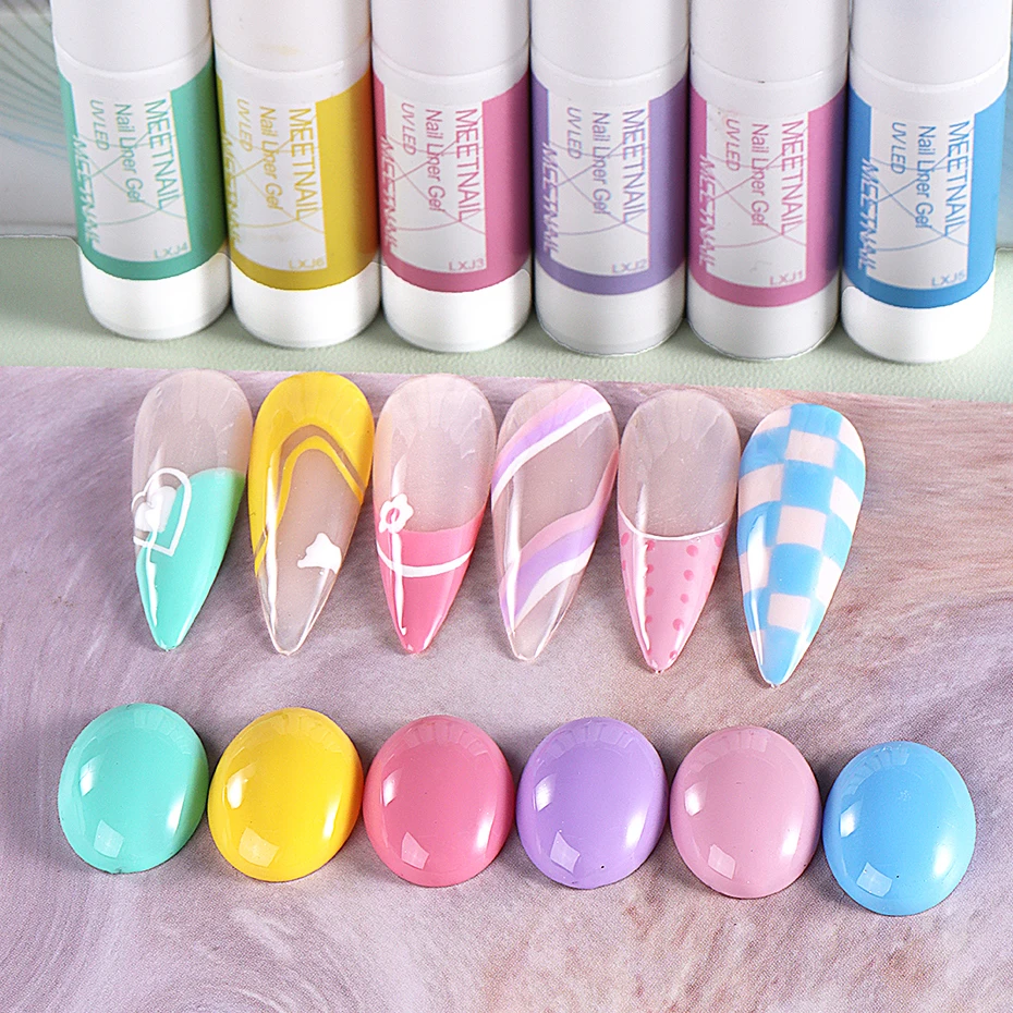 6pcs/set 5ml Liner Gel Nail Gel Polish Semi Permanent UV Gel DIY French Painting Drawing Manicure Varnish Soak Off Manicure Tool