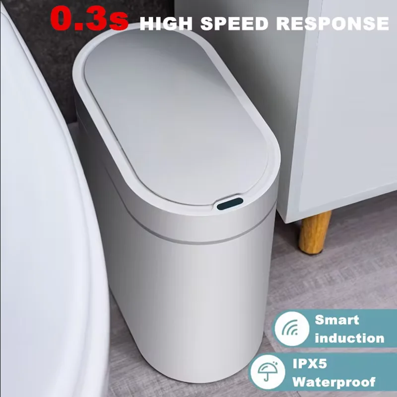 Trash Can Smart Sensor Trash Can For Kitchen Bathroom Toilet Automatic Induction Waterproof Wastebasket Garbage Bin With Lid 7/8L Dustbin