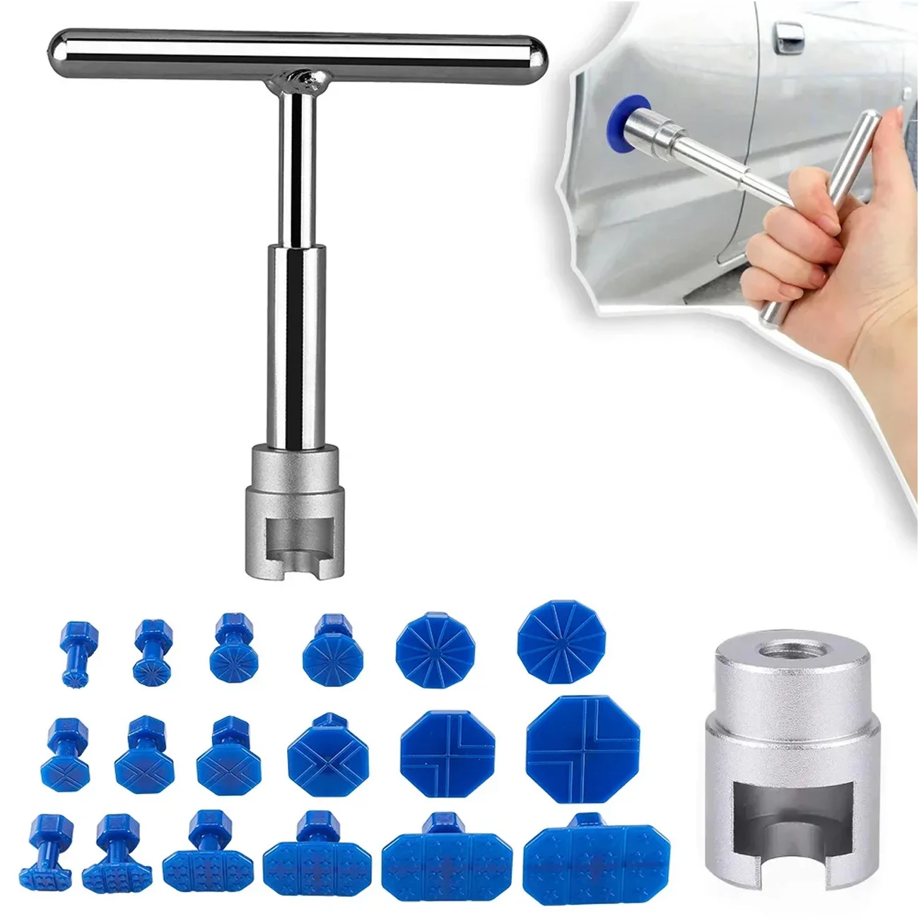 Car Sheet Metal Dent Puller car repair tool,dent repair kit,hardware hand tools Dent Remover Short T-Dent Puller Body Suction Cup Paintless Repair Tools Kit Auto Removal Tool