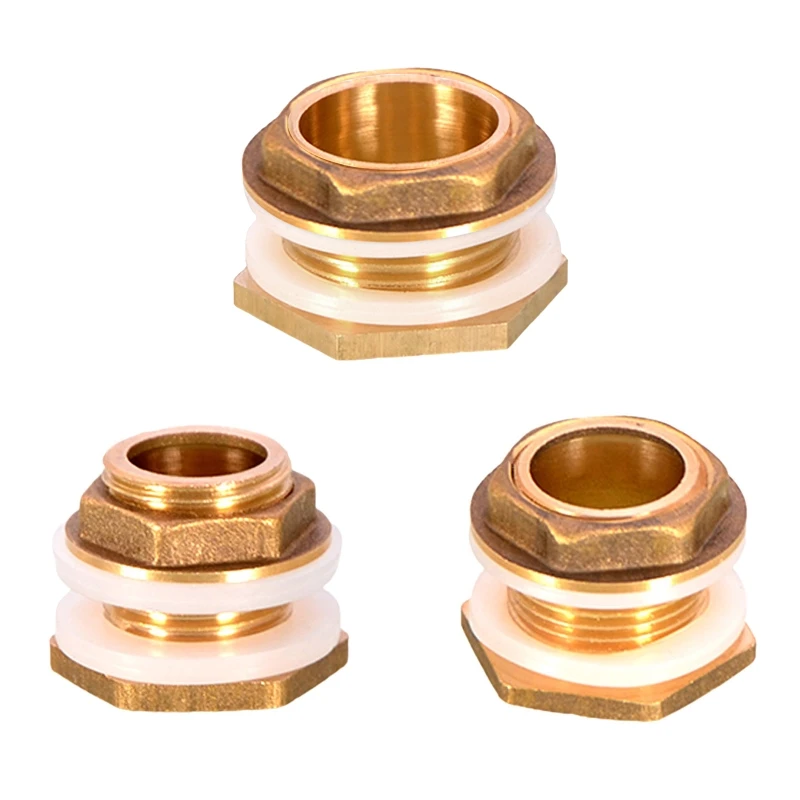 

3/4" 1'' Brass Water for Tank Connector Threaded Pipe Joint Fittings With Rubber Sealing Gaskets Leak-proof