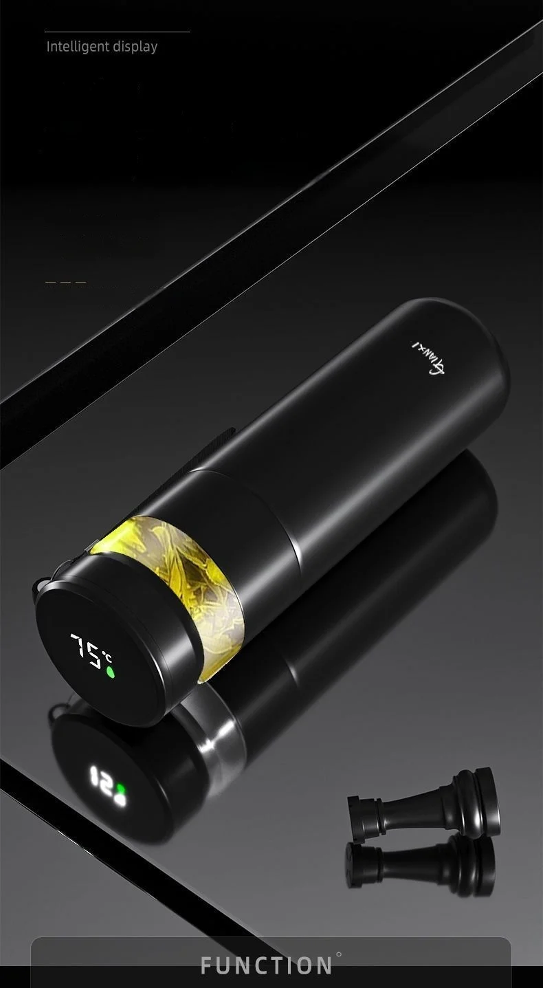 GIANXI Portable 500ML Black Water Bottle Home Stainless Steel Thermos Bottle Drink Items Vacuum Flasks Filterate Coffee Cup