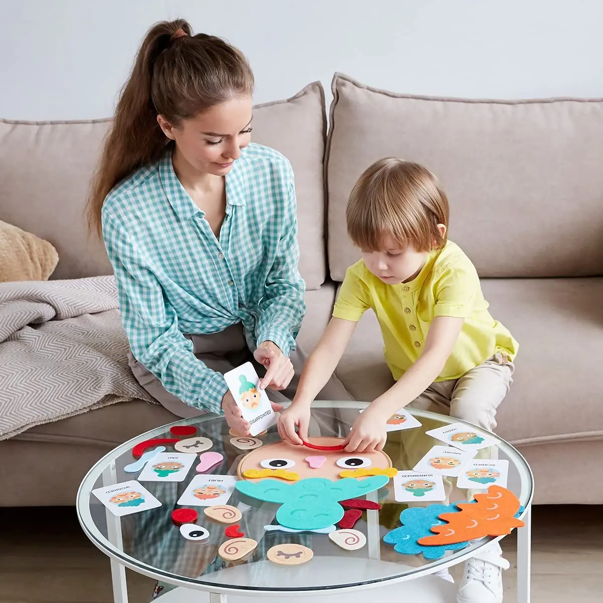 Montessori Five Sense Organs DIY Assembling Puzzle Social Emotional Learning Toys for Kids Make Faces and Describe Feelings 3