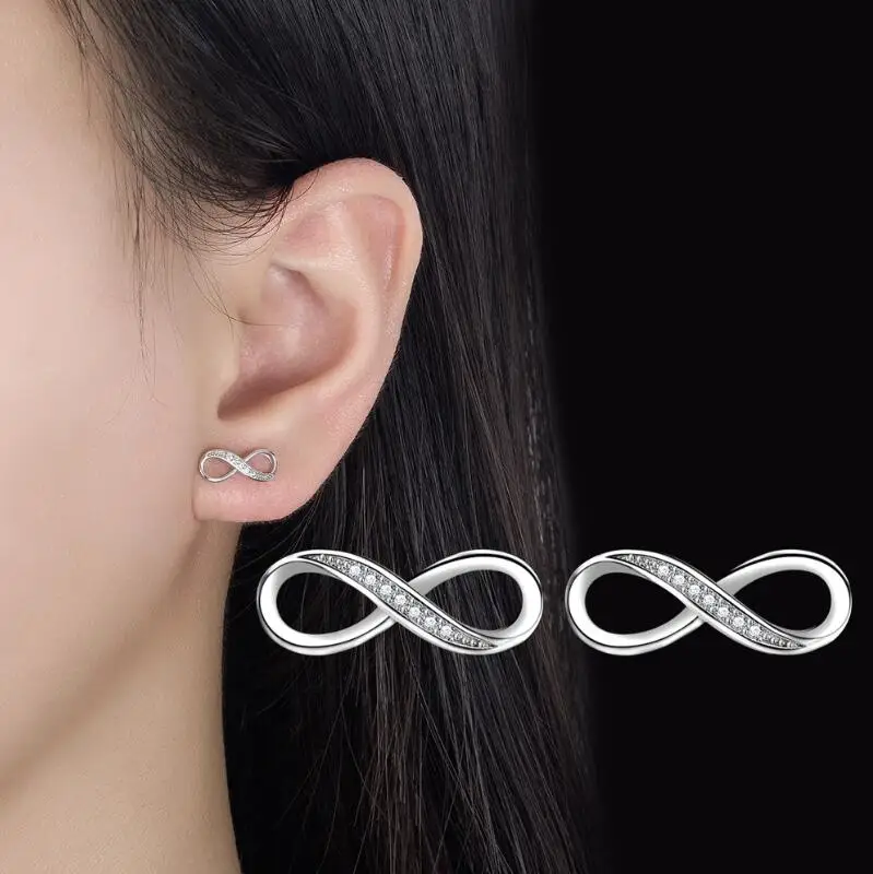 Orecchini A Bottone In Argento 925 Con Simbolo Infinito – Gioielli Eleganti Per Donne, Idea Regalo - 6