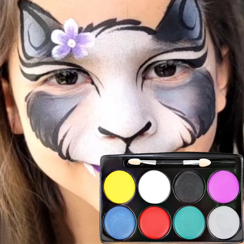 8 Colors Face Painting Kit Body Makeup Non Toxic Water Paint Oil with Brush  for Halloween Festival Party Face Painting Stencils - AliExpress