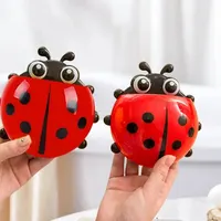 2pcs Toothbrush Holder Cute Ladybug Shape Suction Cup Creative Toothbrush Rack Bathroom No-punching Storage Shelf 4