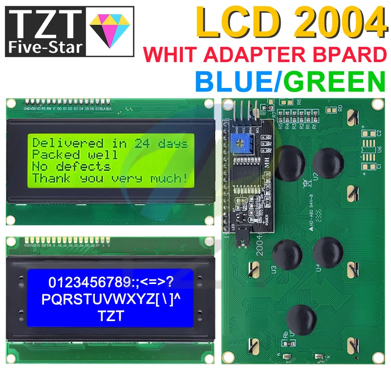 LCD2004 + I2C 2004 20x4 2004A Blau/Grün bildschirm HD44780 Charakter LCD /w IIC/I2C serial Interface Adapter Modul Für Arduino